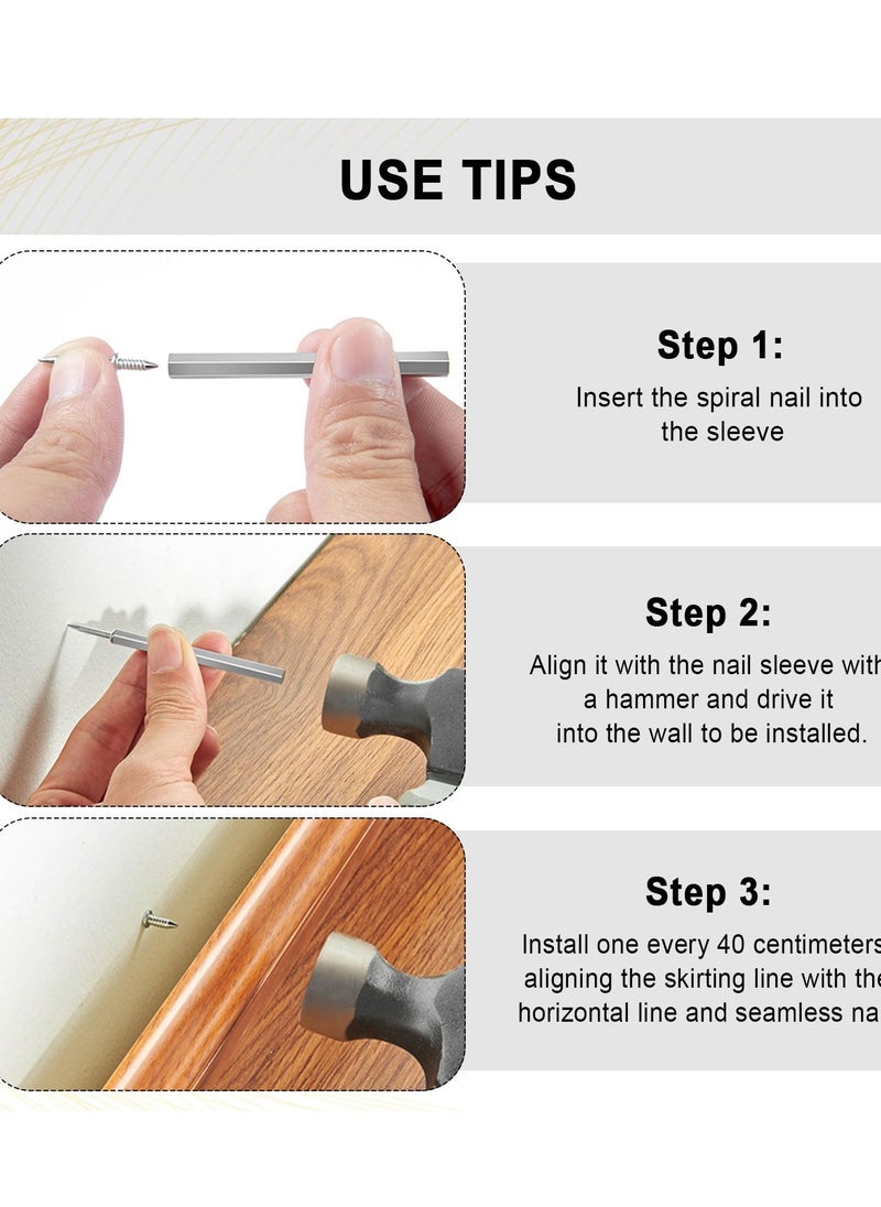 Generic - 200 pcs Double Head Skirting Thread Seamless Nail,Double-Headed Nails,Hidden Nails for Veneer,Skirting Line Special Hidden Nails Flat Head Furniture Nails for Furniture Sofa Headboards - Image 1