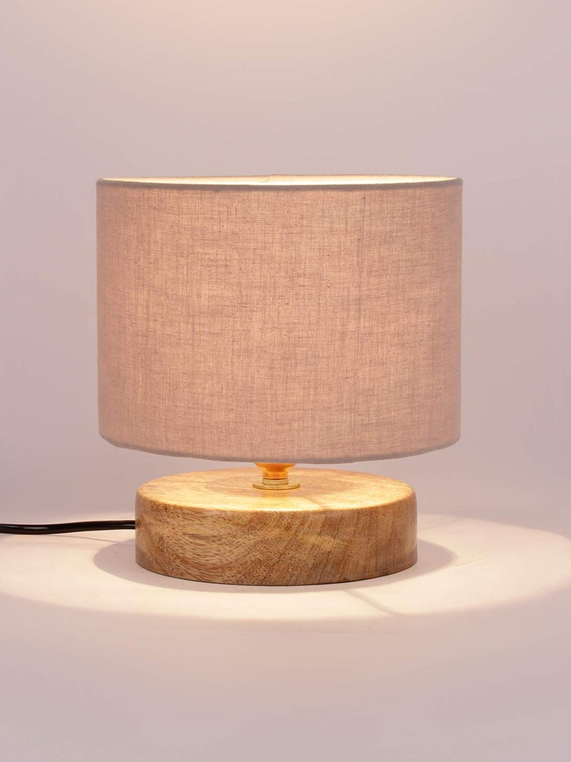 AMDHOME Grey Cotton Shade Table Lamp with Wood Base - Height 7 Inches | Warm Ambient Light for Living Room, Bedroom, Home Decor, Study Lampshade - Image 4