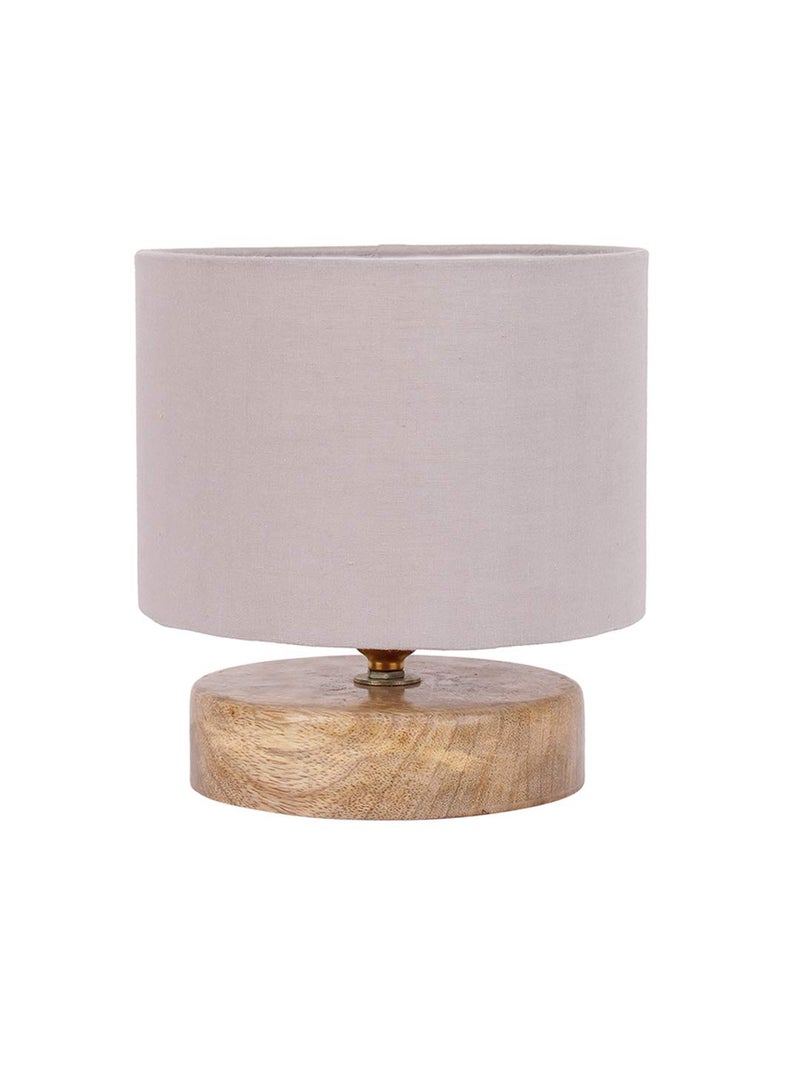 AMDHOME Grey Cotton Shade Table Lamp with Wood Base - Height 7 Inches | Warm Ambient Light for Living Room, Bedroom, Home Decor, Study Lampshade - Image 5