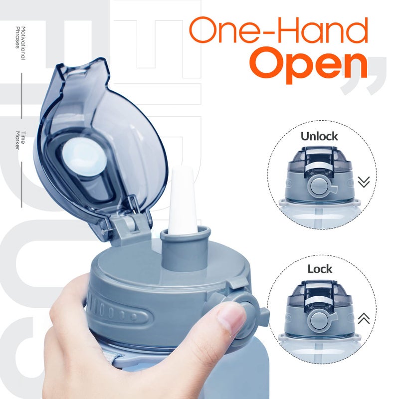 Fidus Large 1 Gallon Motivational Water Bottle with Paracord Handle & Removable Straw - BPA Free Leakproof Water Jug with Time Marker to Ensure You Drink Enough Water Throughout the Day-Gray - Image 5