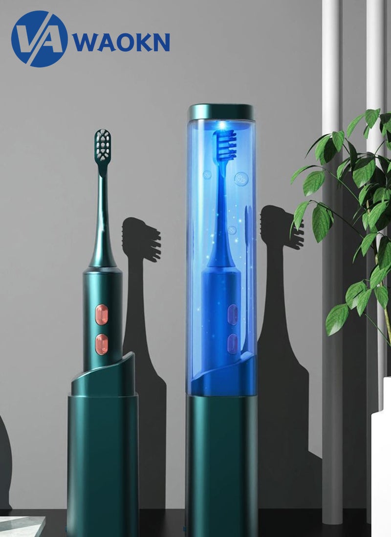 WAOKN - Wireless Rechargeable Sonic Electric Toothbrush High-frequency Vibration IPX7 Waterproof Power Toothbrush 4 Modes Smart Electric Toothbrush with 2 Detachable Brush Heads and UV Disinfection Function - Image 1