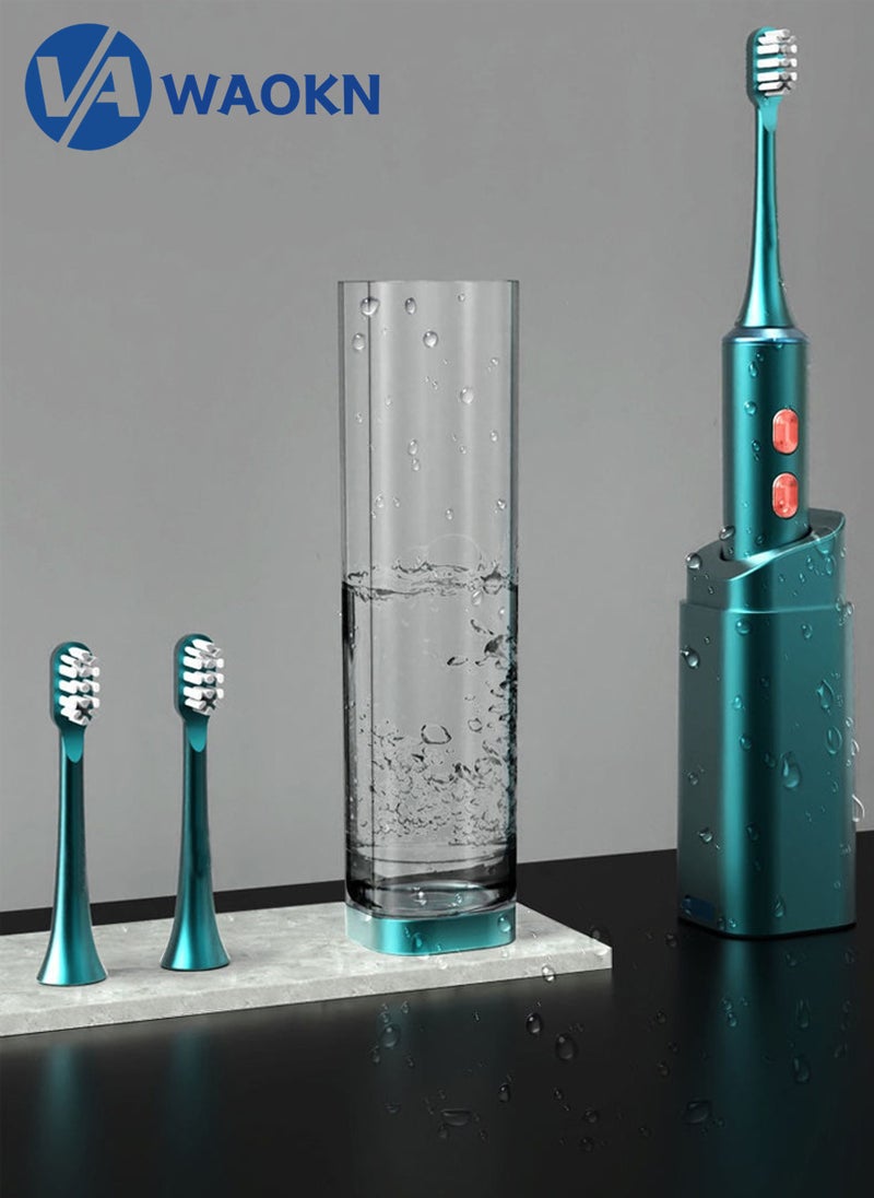 WAOKN - Wireless Rechargeable Sonic Electric Toothbrush High-frequency Vibration IPX7 Waterproof Power Toothbrush 4 Modes Smart Electric Toothbrush with 2 Detachable Brush Heads and UV Disinfection Function - Image 1