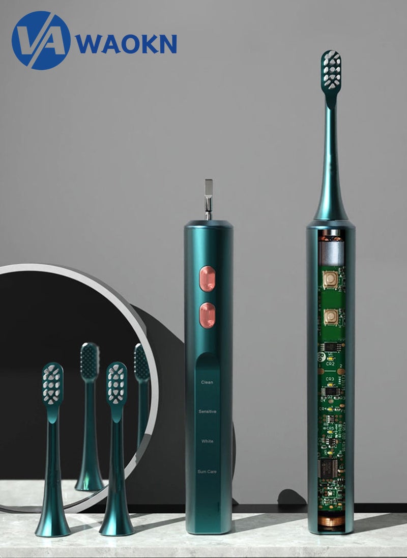 WAOKN - Wireless Rechargeable Sonic Electric Toothbrush High-frequency Vibration IPX7 Waterproof Power Toothbrush 4 Modes Smart Electric Toothbrush with 2 Detachable Brush Heads and UV Disinfection Function - Image 1