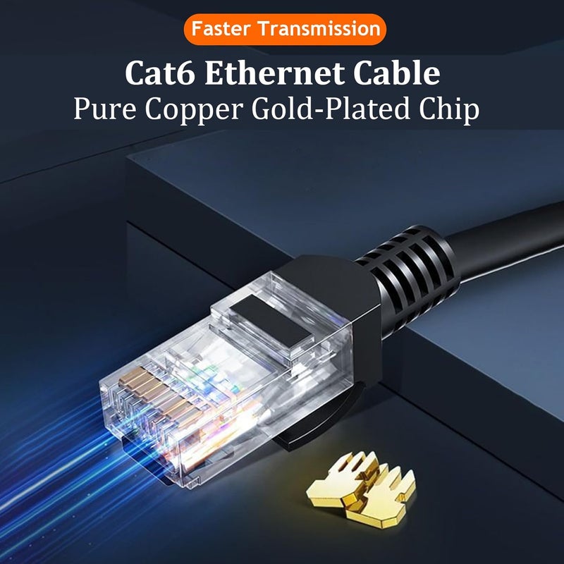 توكفا كابل إيثرنت Cat6 بطول 1 متر/3.3 قدم عالي السرعة للاستخدام الخارجي والداخلي، كابل شبكة LAN بسرعة 10 جيجابت في الثانية، كابل إنترنت مسطح RJ45 محمي داخل الجدار، سلك شبكة عالي السرعة ثقيل الاستخدام للمودم/الراوتر/الألعاب/الكمبيوتر - Image 2