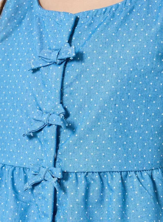 Styli Girls Blue Polka Dot Sleeveless Top