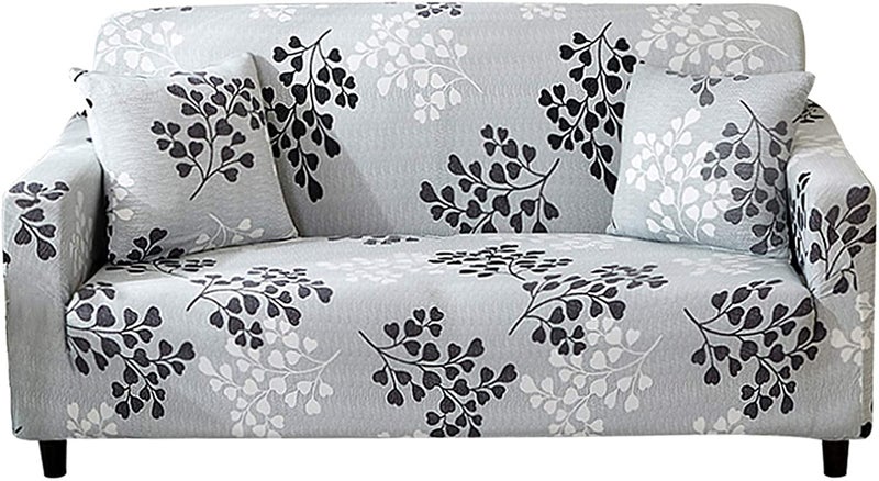 Styleys Polyester Printed Sofa Covers Stretchable Couch Cover Sofa Slipcovers 2 Seater 140180 cms SLMH97 BlackWhiteGrey Ginkgo - Image 1