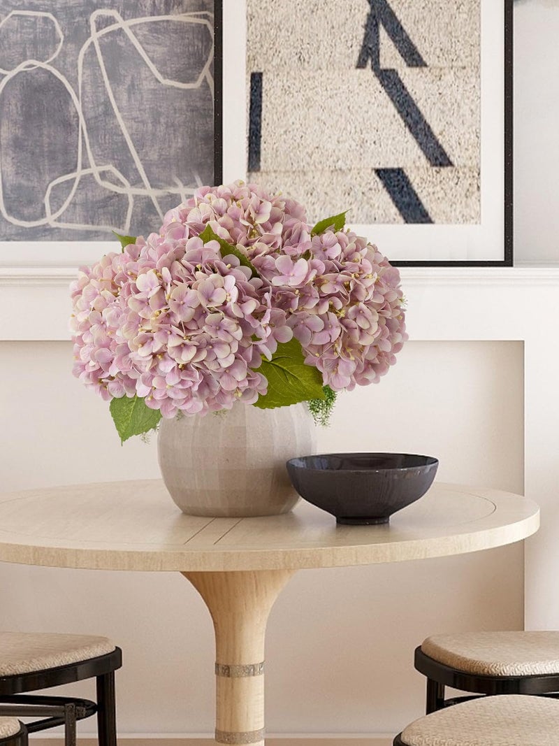 ZYTUYO 4PCS 20'' Real Touch Hydrangea Artificial Flowers Light Pink Champagne Faux Hydrangeas for Spring Porch Home Wedding Floral Arrangements Outdoor Party Baby Shower Table Centerpiece Xmas Decor - Image 3