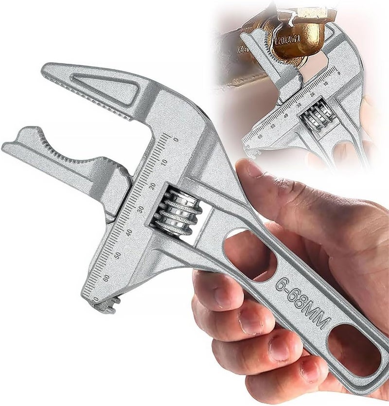 Cestbella Adjustable Wrench With Flexible Swivel Head, 6-68 mm Lightweight Wrench, Detachable Head Spanner, Short Shank Aluminum Alloy Spanner for Plumbing, Automobile Maintenance, Factory Equipment Maintenance - Image 1