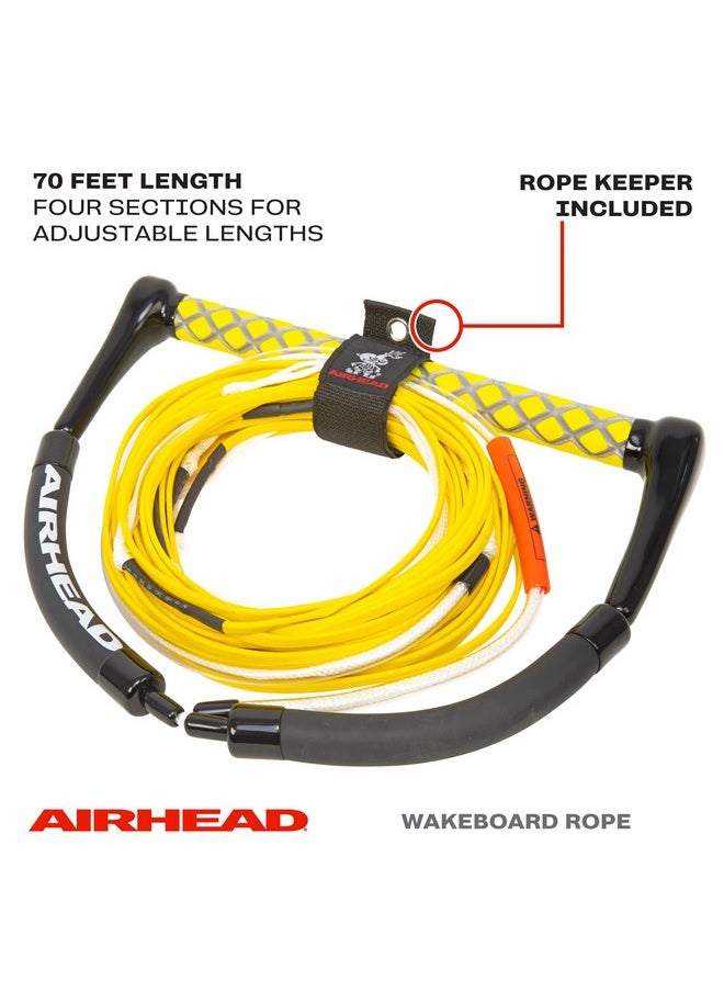 Airhead Dyneema Flat Line Wakeboard Rope, 4 Sections, 70Feet, Yellow  - Image 3