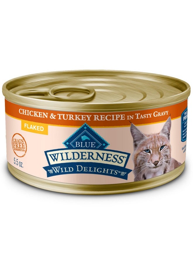 Blue Buffalo Wilderness Wild Delights Natural Wet Food For Cats, Flaked Chicken & Turkey In Tasty Gravy, 5.5Oz. Cans, 24Pack - Image 1
