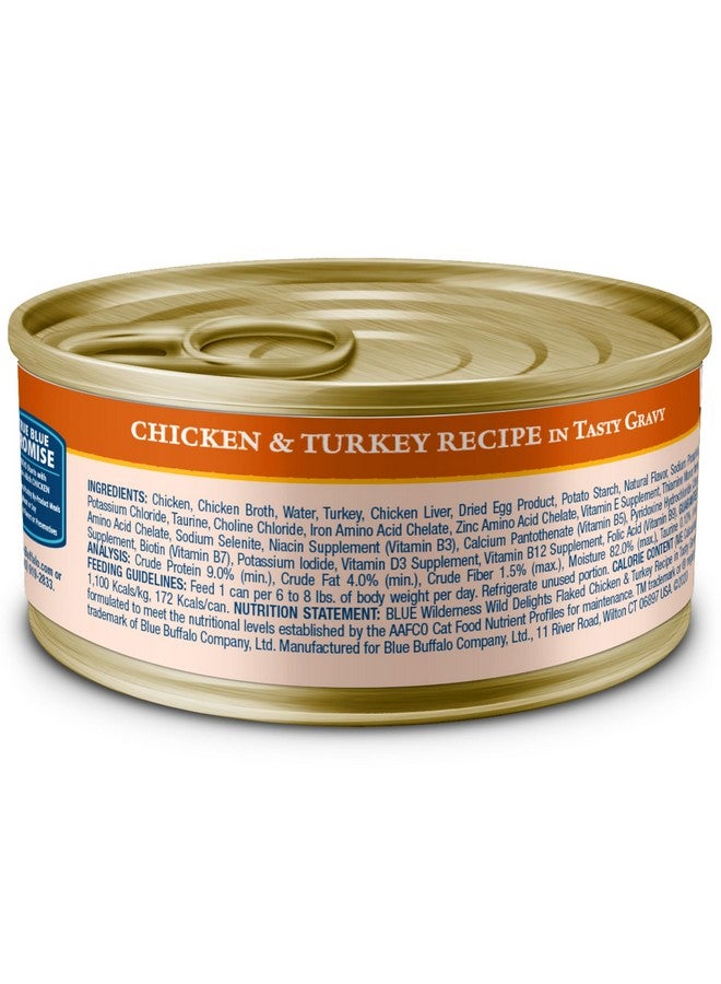 Blue Buffalo Wilderness Wild Delights Natural Wet Food For Cats, Flaked Chicken & Turkey In Tasty Gravy, 5.5Oz. Cans, 24Pack - Image 2