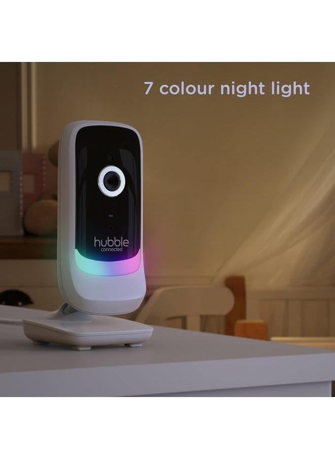 hubble connected Nursery Pal Essentials 2.8 inch Video Baby Monitor, Club App with Room Temperature Sensor, Private Secure Wi-Fi Connection, Digital Zoom, Soothing Nature Sounds - White  - Image 3