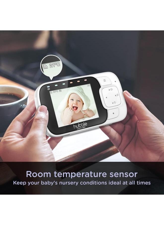 hubble connected Nursery Pal Essentials 2.8 inch Video Baby Monitor, Club App with Room Temperature Sensor, Private Secure Wi-Fi Connection, Digital Zoom, Soothing Nature Sounds - White  - Image 4