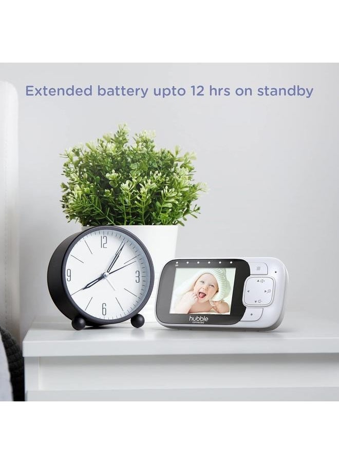 hubble connected Nursery Pal Essentials 2.8 inch Video Baby Monitor, Club App with Room Temperature Sensor, Private Secure Wi-Fi Connection, Digital Zoom, Soothing Nature Sounds - White  - Image 5