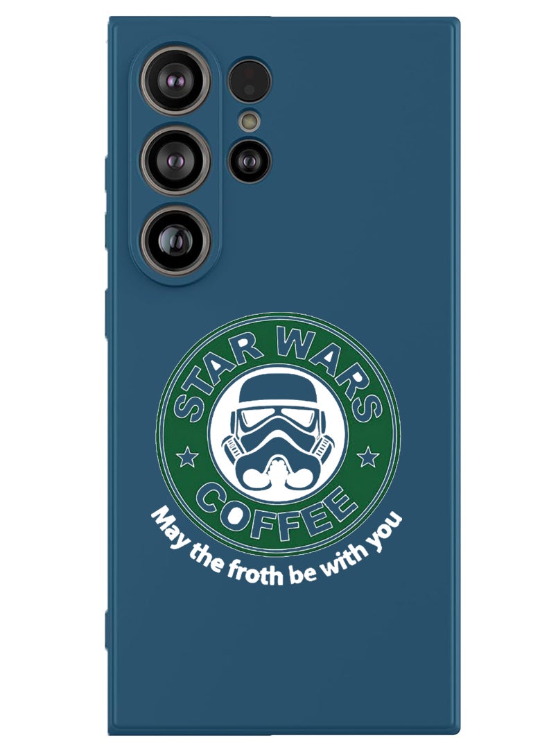 Theodor Protective Slim Fit Case Liquid Silicone Cover with Full Body Protection Anti-Scratch Shockproof Case For Samsung Galaxy S25 Ultra (Blue) - StarWars Coffee - White - Image 1