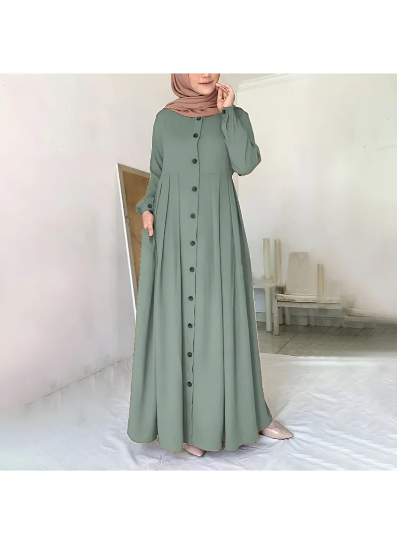 Barbora Linen Daily Summer Full Length Hijab Women's Dress LN391HAKI1