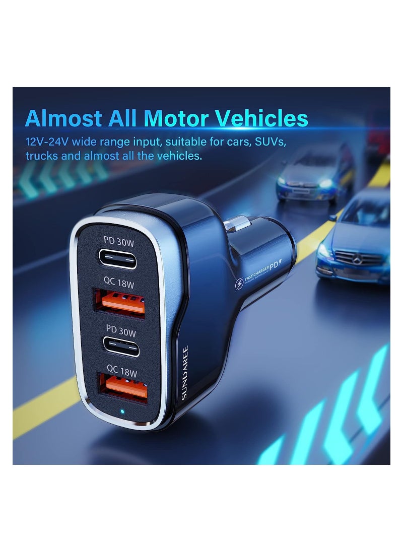 SYOSI - 60W USB C Super Fast Car Charger, Multiport Car Charger with PD3.0 & QC3.0 Cigarette Lighter USB C Adapter Compatible with iPhone 15 14 13 12 11 Pro Max Mini, Samsung Note 9/S10/S9/S8 and More - Image 1