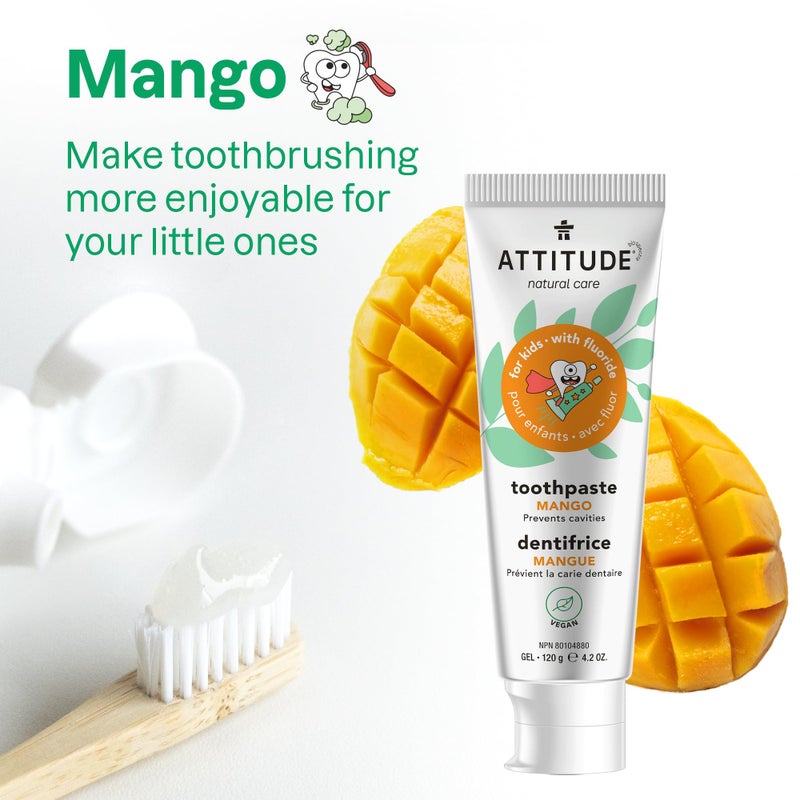 ATTITUDE Toothpaste with Fluoride, Prevents Tooth Decay and Cavities, Vegan, Cruelty-Free and Sugar-Free, Mango, 4.2 Oz - Image 4