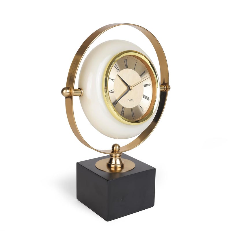 Yagzon Vintage Desk Clock Tabletop Metal Clocks Marble Base Pendulum Clock SemiManual SemiMechanical Movement Living Room Bedroom Marble Soft Decor Home Clocks Decorations - Image 5