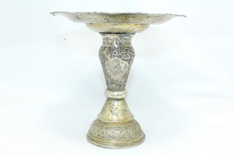 Rajasthan Gems Rajasthan Gems Antique Old Temple Puja Pooja Tray Plate Solid Silver Hand Engraving  - Image 3