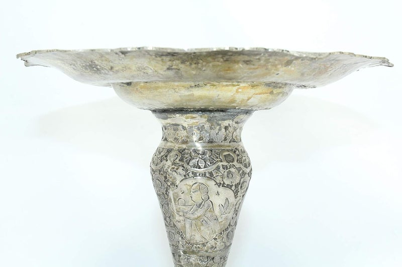 Rajasthan Gems Rajasthan Gems Antique Old Temple Puja Pooja Tray Plate Solid Silver Hand Engraving  - Image 4