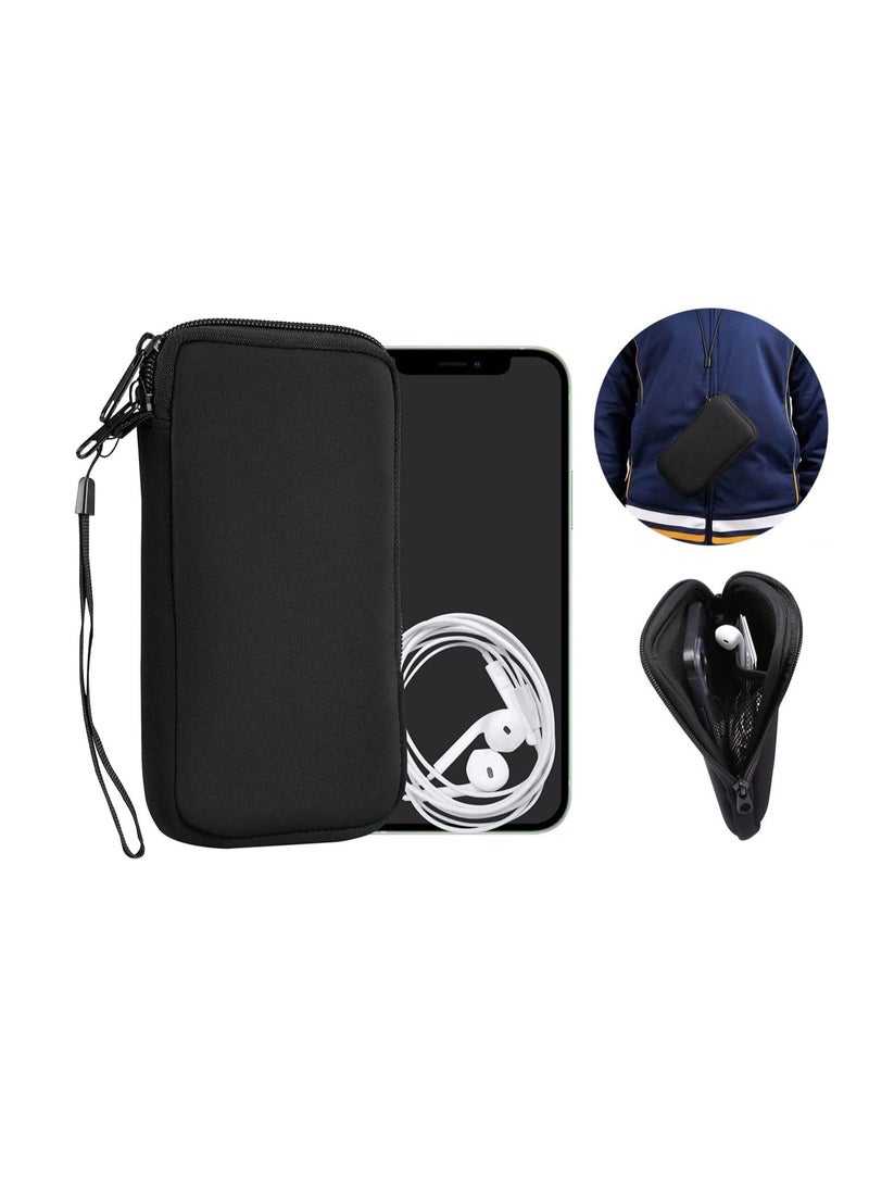 Excefore - Cellphone Holster Pouch, Smartphone Pouch Case up to 7", Neoprene Cover, Universal Cell Sleeve Mobile Bag with Zipper Design - Black - Image 1