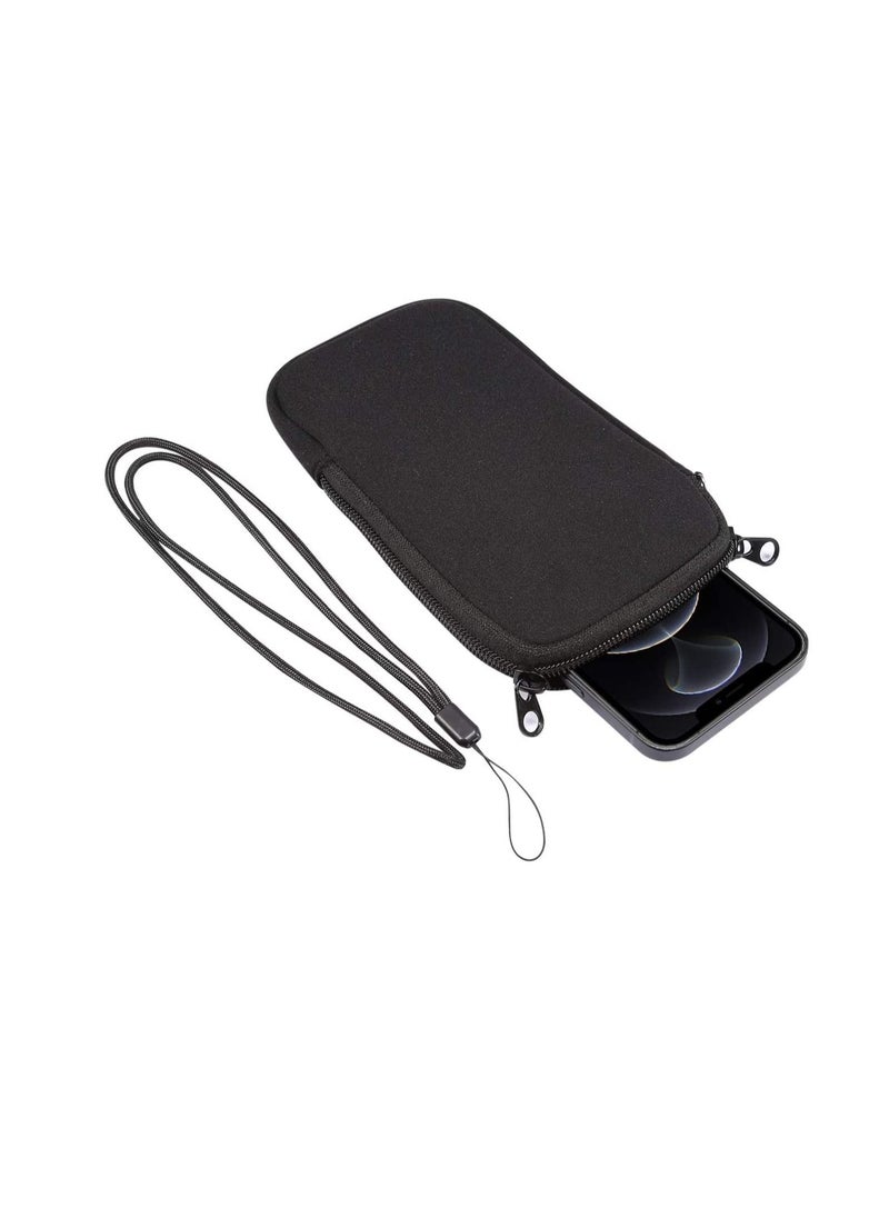 Excefore - Cellphone Holster Pouch, Smartphone Pouch Case up to 7", Neoprene Cover, Universal Cell Sleeve Mobile Bag with Zipper Design - Black - Image 1