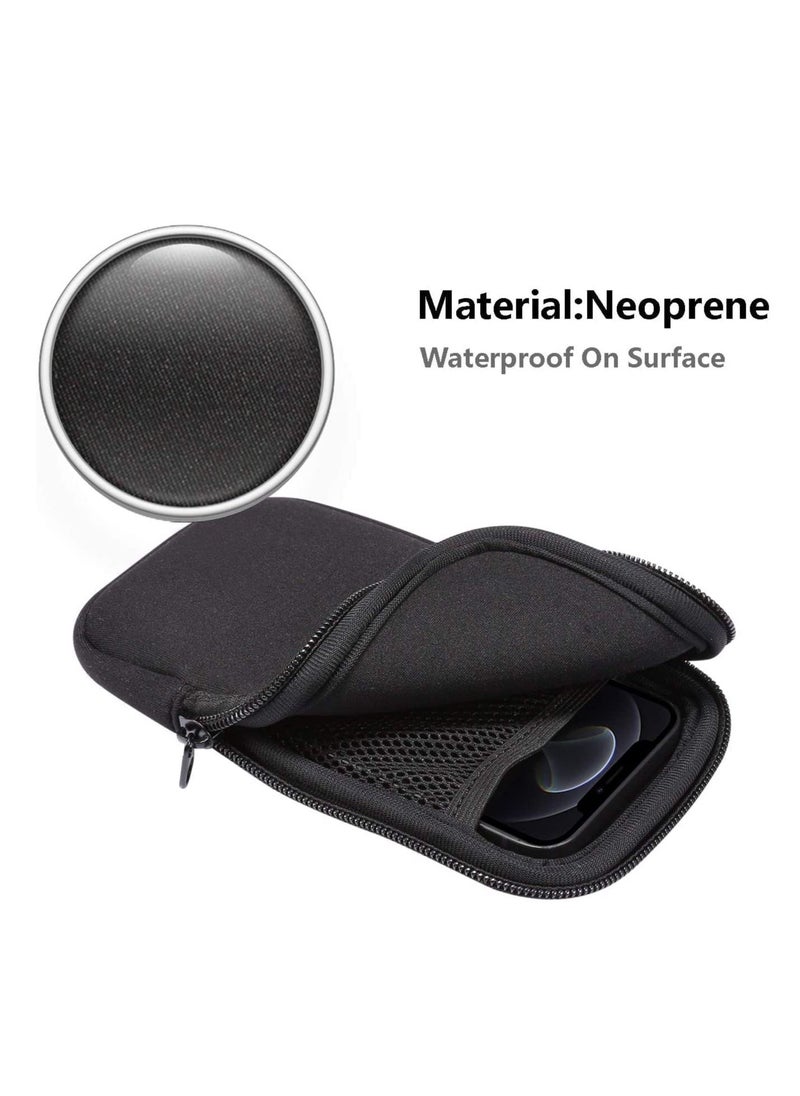 Excefore - Cellphone Holster Pouch, Smartphone Pouch Case up to 7", Neoprene Cover, Universal Cell Sleeve Mobile Bag with Zipper Design - Black - Image 1