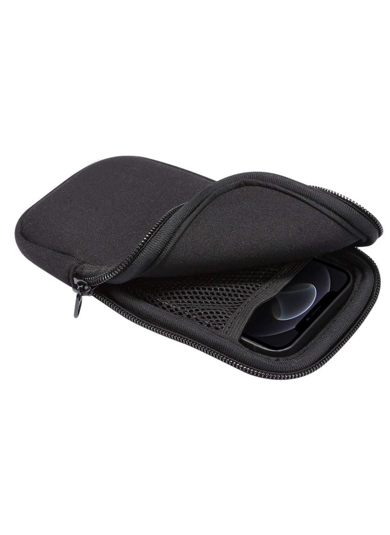 Excefore - Cellphone Holster Pouch, Smartphone Pouch Case up to 7", Neoprene Cover, Universal Cell Sleeve Mobile Bag with Zipper Design - Black - Image 1