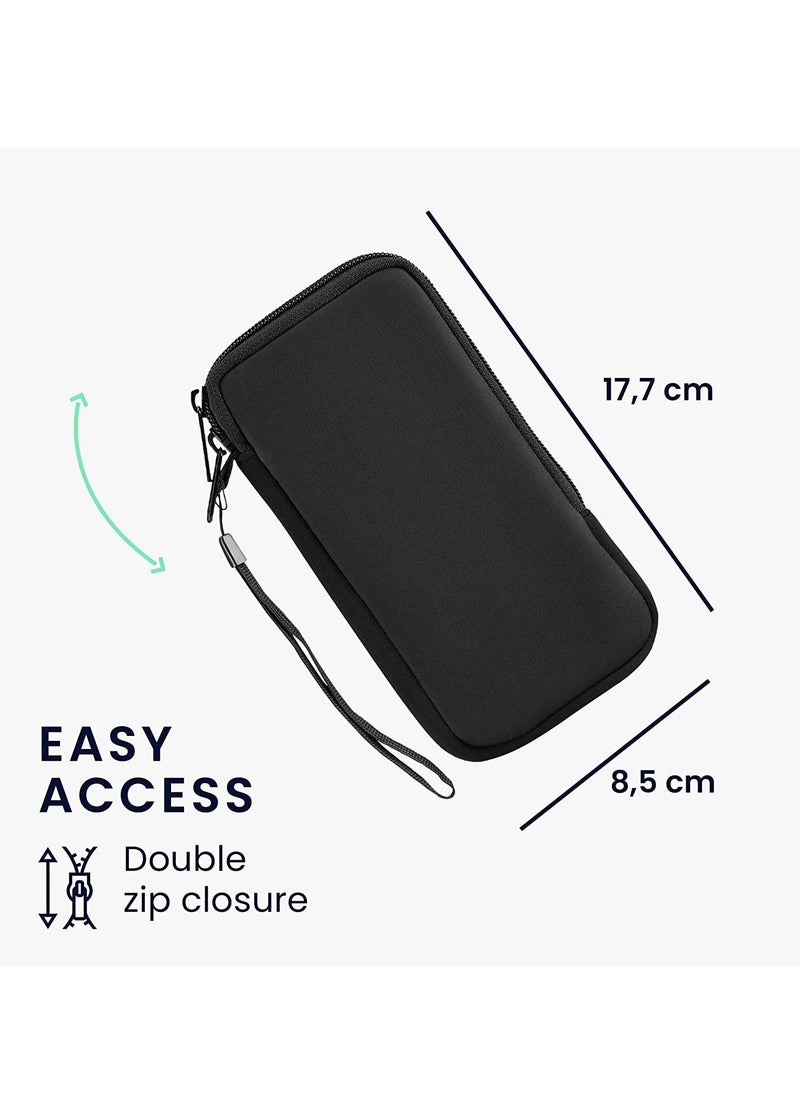 Excefore - Cellphone Holster Pouch, Smartphone Pouch Case up to 7", Neoprene Cover, Universal Cell Sleeve Mobile Bag with Zipper Design - Black - Image 1