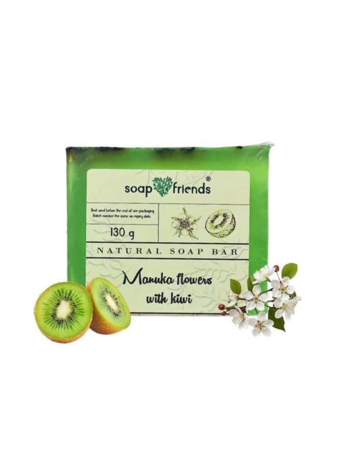 Soap&Friends Manuka Flower & Kiwi Bar Soap – Handmade Natural Bath Soap with Moisturizing Kiwi Extract & Soothing Manuka Flower  - Image 1