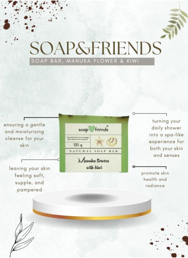 Soap&Friends Manuka Flower & Kiwi Bar Soap – Handmade Natural Bath Soap with Moisturizing Kiwi Extract & Soothing Manuka Flower  - Image 3