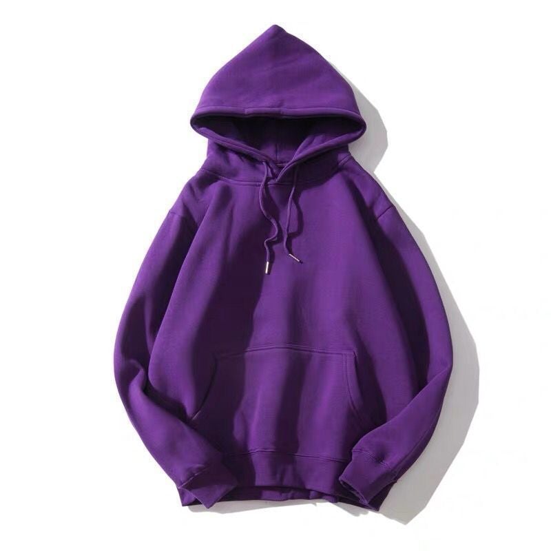 2020 Trendy Korean Hooded Fleece Sweatshirt Casual Loose Mens Purple