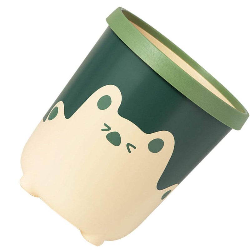 woobles Office Trashcan Trash Can Plastic Garbage Can Cute Round Wastebasket Trash Bin Waste Container for Home Kitchen Bathroom Office Yellow Green Office Trash Bin Yellow Green - Image 2