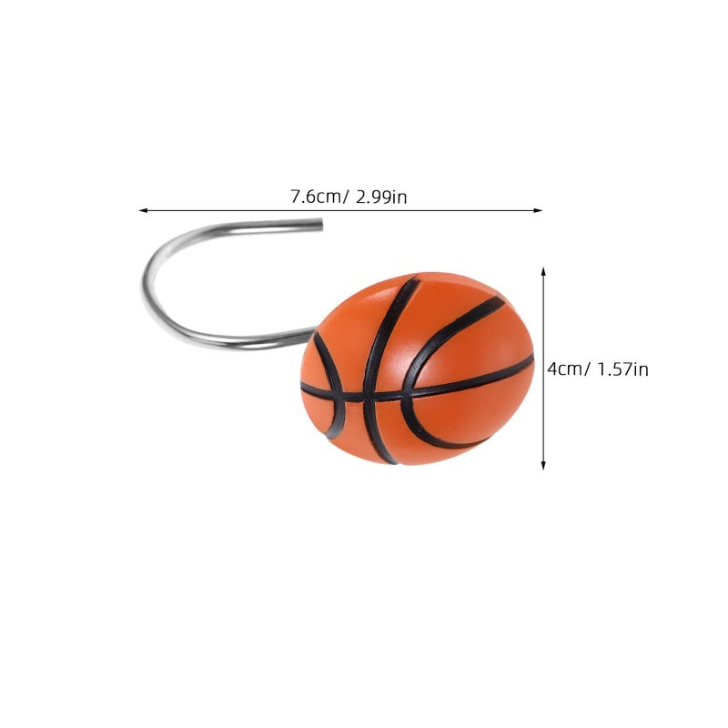 12 Pcs Decorative Bathroom Curtain Rings Resin Clip Hooks For Basketball Shower - Image 3
