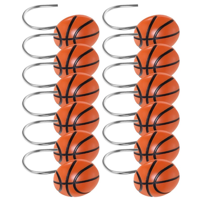 12 Pcs Decorative Bathroom Curtain Rings Resin Clip Hooks For Basketball Shower - Image 2