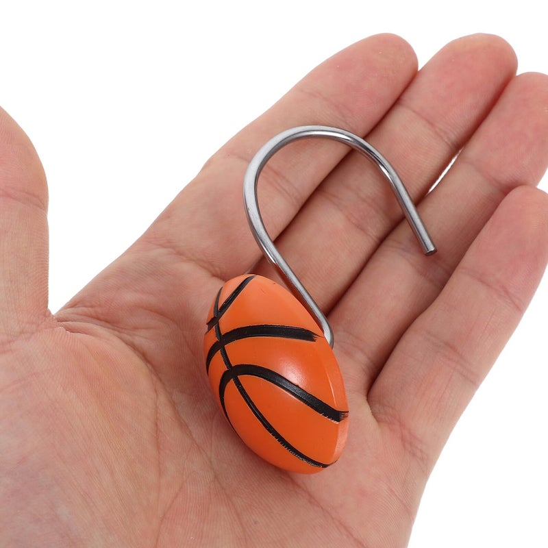 12 Pcs Decorative Bathroom Curtain Rings Resin Clip Hooks For Basketball Shower - Image 5