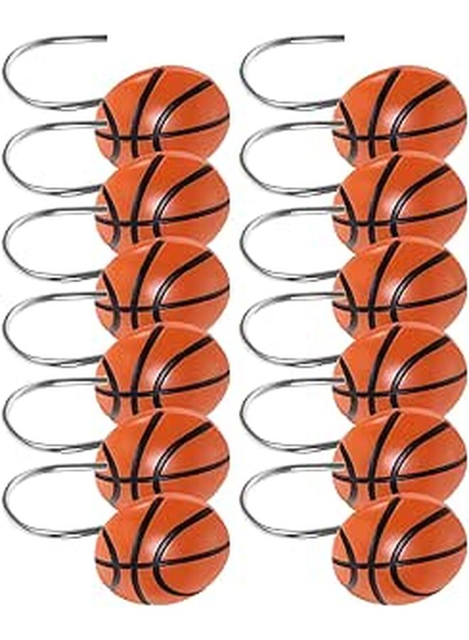 12 Pcs Decorative Bathroom Curtain Rings Resin Clip Hooks For Basketball Shower - Image 1