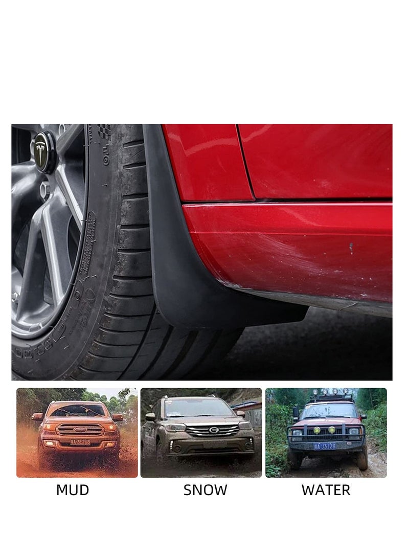 SOLARAE Mud Flaps Splash Guards for Tesla Model 3 - Complete Set of 4 Front and Rear Mudguards with Screws, No Drill Installation, Customized for Full Protection. - Image 2