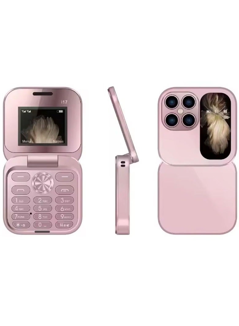 2024 New Mini Flip Mobile Phone 2 SIM Card Small Display Foldable Cell Phone, Unlocked Flip Phone Pink - Image 1