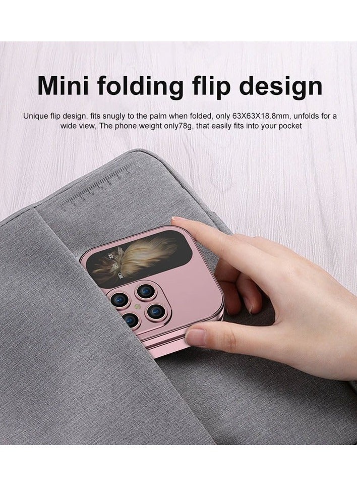 2024 New Mini Flip Mobile Phone 2 SIM Card Small Display Foldable Cell Phone, Unlocked Flip Phone Pink - Image 2