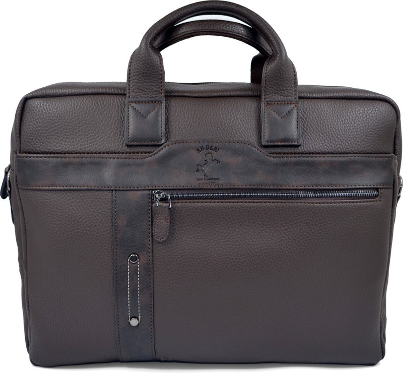 EN Deri EN Leather 15.6-17.3 Inc Waterproof Multi-Compartment Shoulder and Hand Strap Document and Laptop Bag  - Image 4