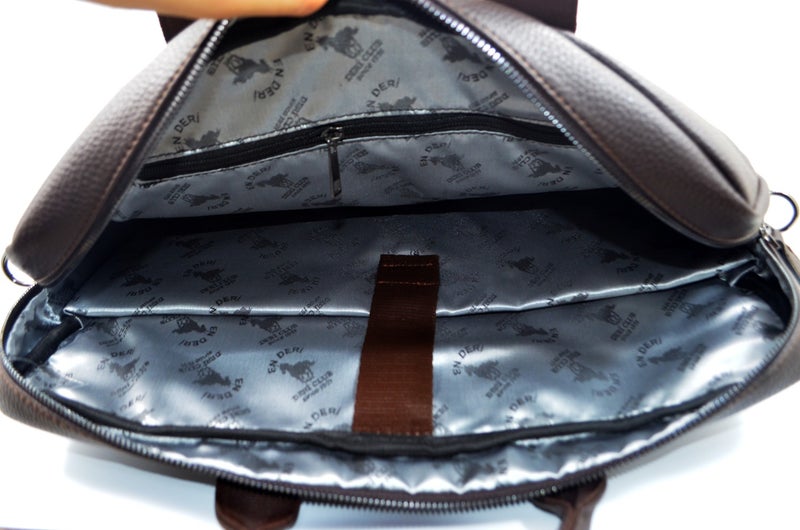 EN Deri EN Leather 15.6-17.3 Inc Waterproof Multi-Compartment Shoulder and Hand Strap Document and Laptop Bag  - Image 5