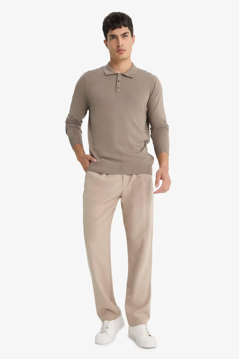 ديفاكتو Standard Fit Polo Collar Knitwear Pullover