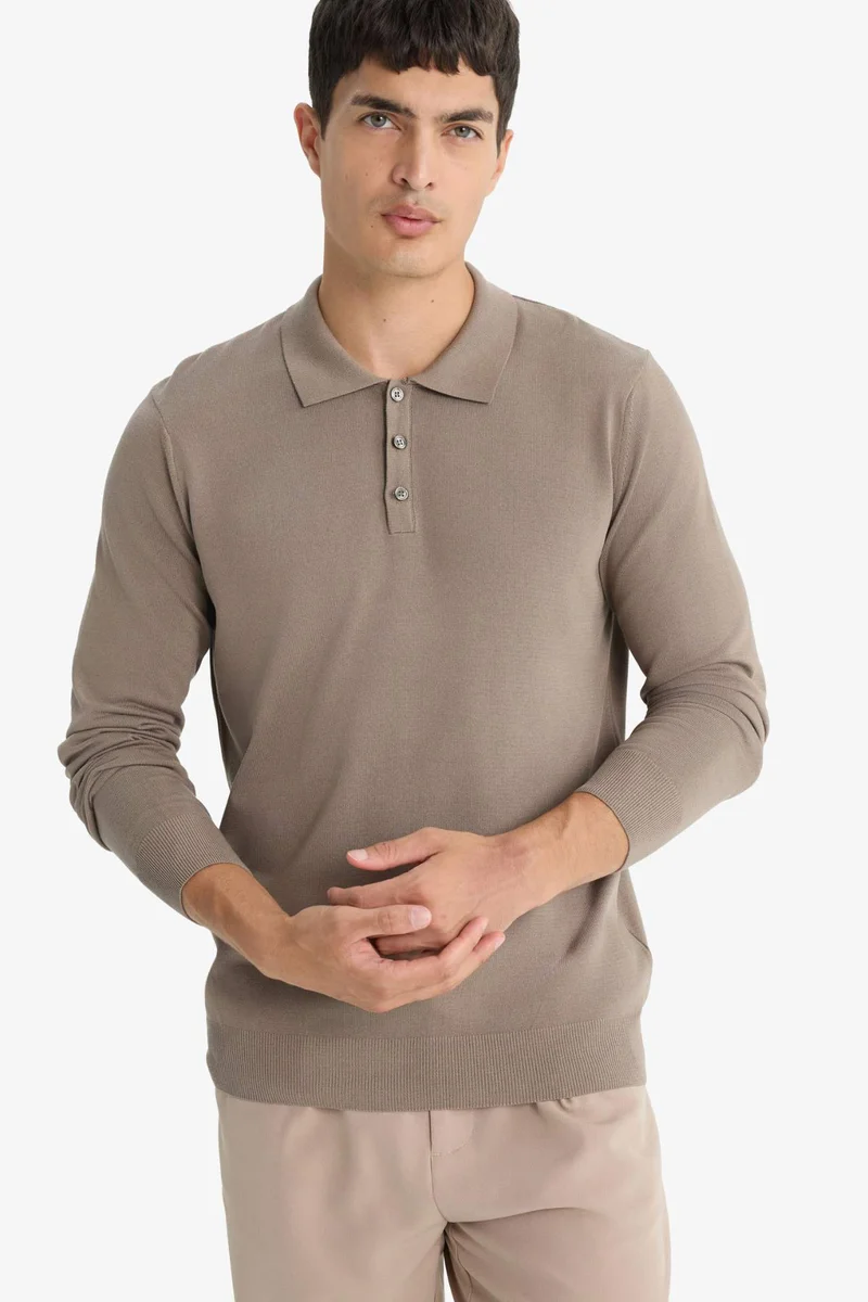 ديفاكتو Standard Fit Polo Collar Knitwear Pullover
