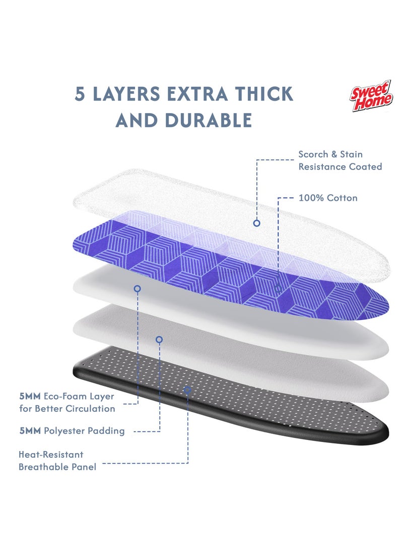 Sweet Home Sweet Home Ironing Board with Adjustable Height Mechanism Heat Resistant Foldable Ironing Board Cotton Cover Freestanding Heavy-Duty Non Slip Legs for Home, Laundry Room or Dormitory Use  - Image 5