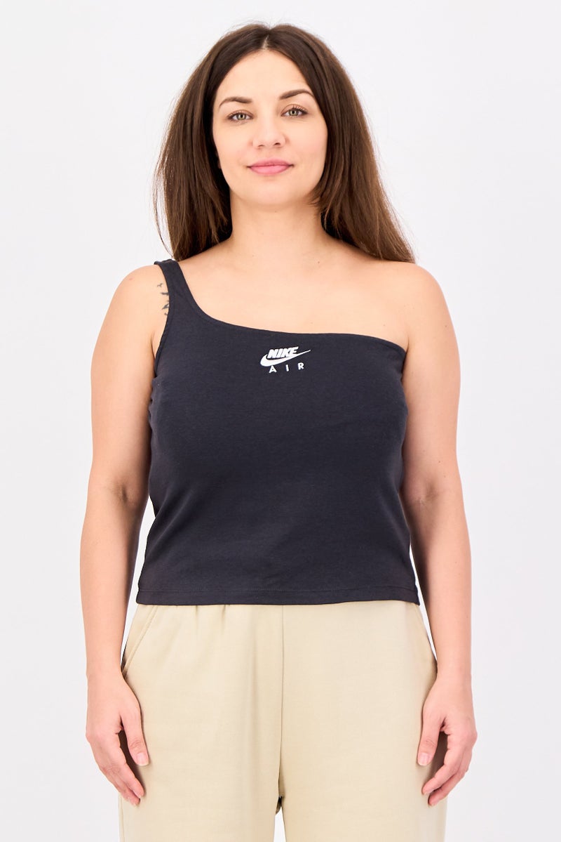 Nike Women Tight Fit One Shoulder Sleeve Outdoor Tank Top, Charcoal - Image 1