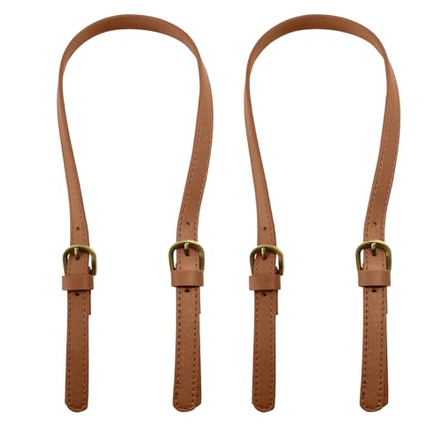 Murtenze 2 Pack 65cm to 71cm Adjustable Handbag Handles, Light Brown Leather Purse Strap Leather Shoulder Strap Purse Straps Replacement Purse Handles for Crossbody - Image 1