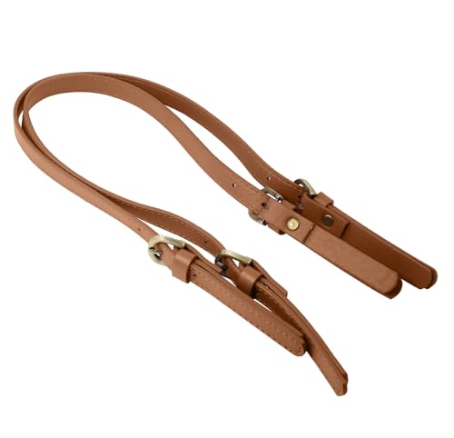 Murtenze 2 Pack 65cm to 71cm Adjustable Handbag Handles, Light Brown Leather Purse Strap Leather Shoulder Strap Purse Straps Replacement Purse Handles for Crossbody - Image 2