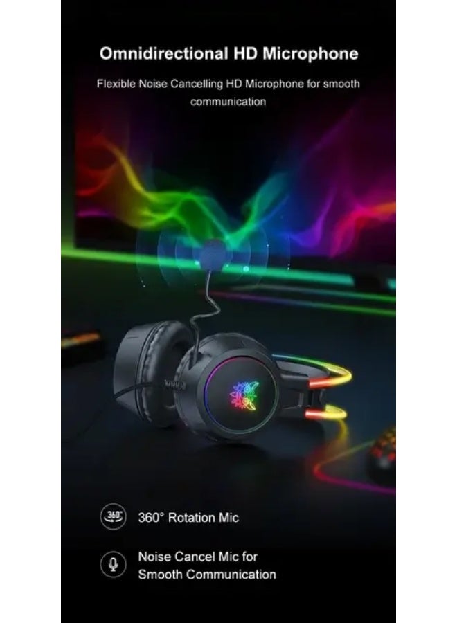ONIKUMA X15 Pro RGB Wired Gaming Headset - Black - Image 4